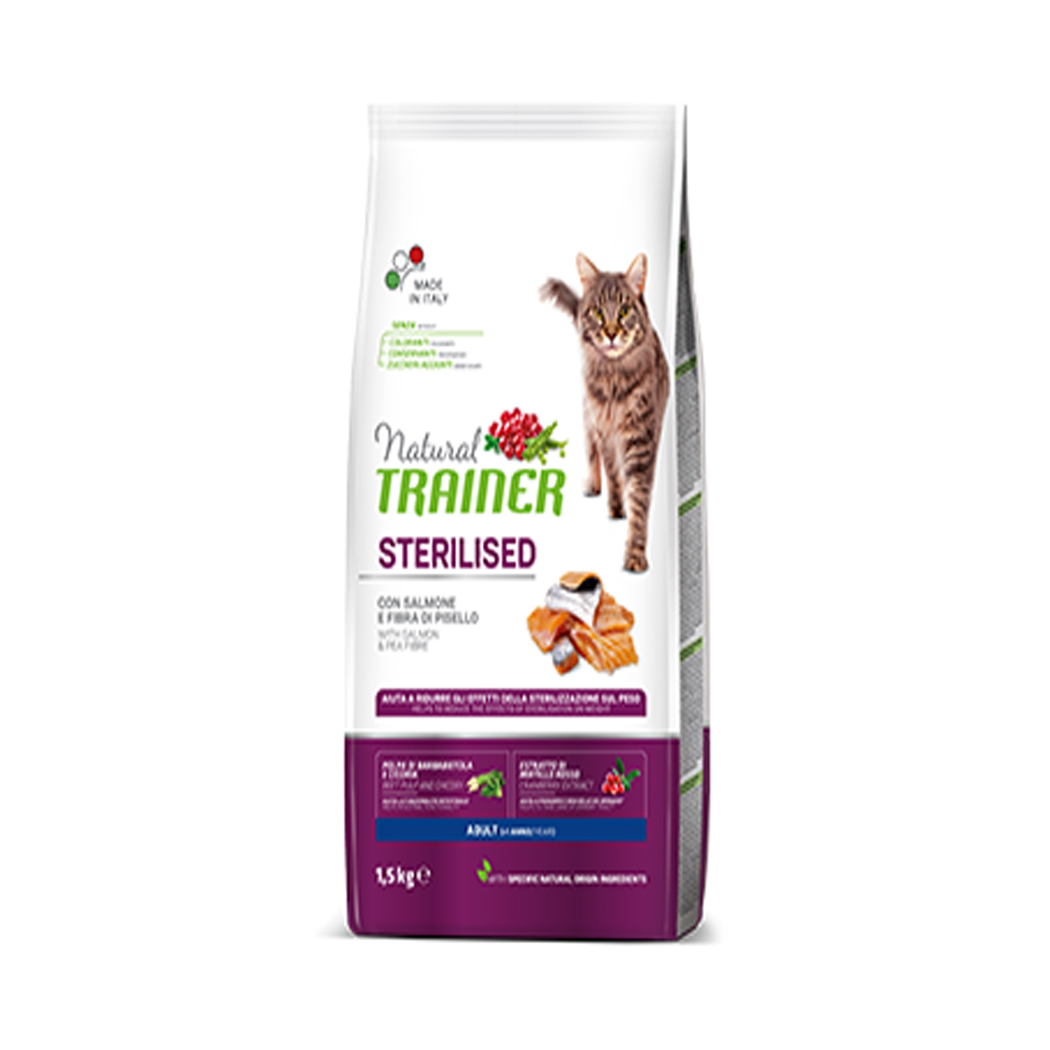 Mangime Gatto Trainer Natural AdultSterilised Salmone 1,5kg